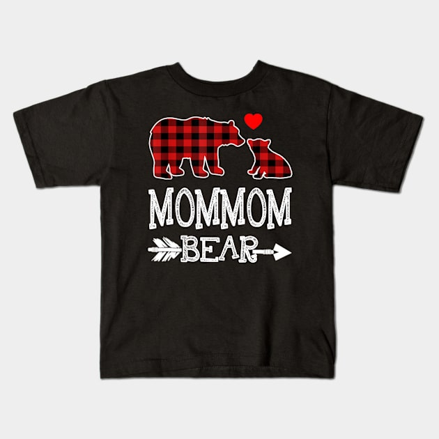 Mommom Bear Christmas Pajama Red Plaid Buffalo Gift Shirt Kids T-Shirt by Rozel Clothing